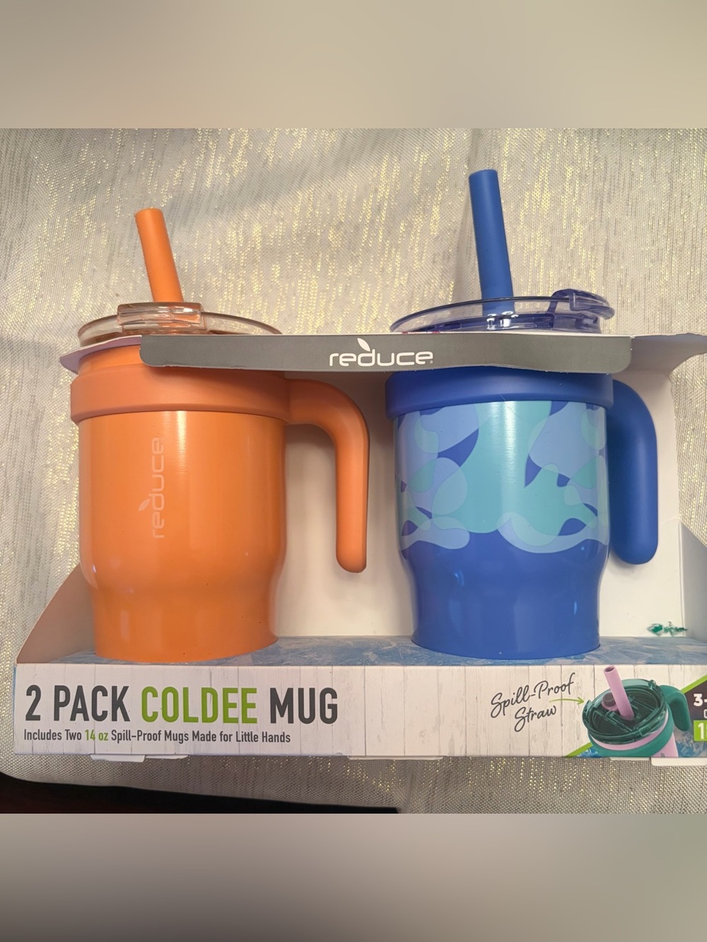 Reduce Kids Spill-Proof Mug Set - Orange & Blue